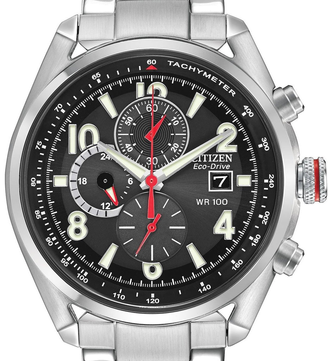 Authentic CITIZEN Eco-Drive Chandler Stainless Steel Chronograph Mens Watch