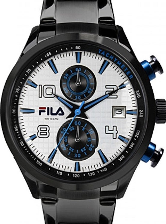 Authentic FILA Black Stainless Steel Chronograph Mens Watch