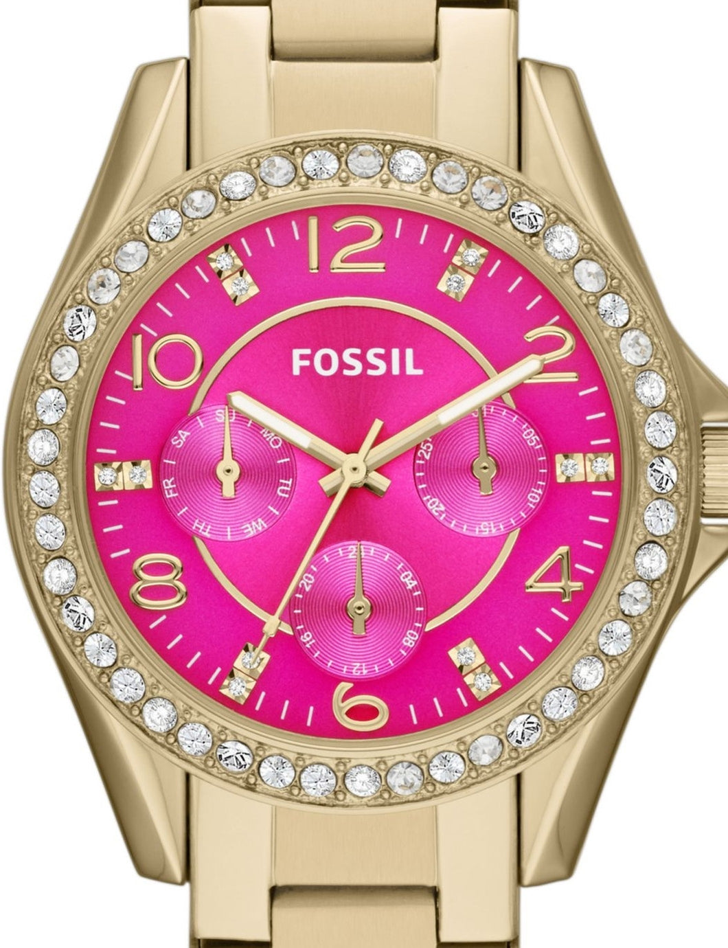 Authentic FOSSIL Riley Crystal Accented Multifunction Ladies Watch