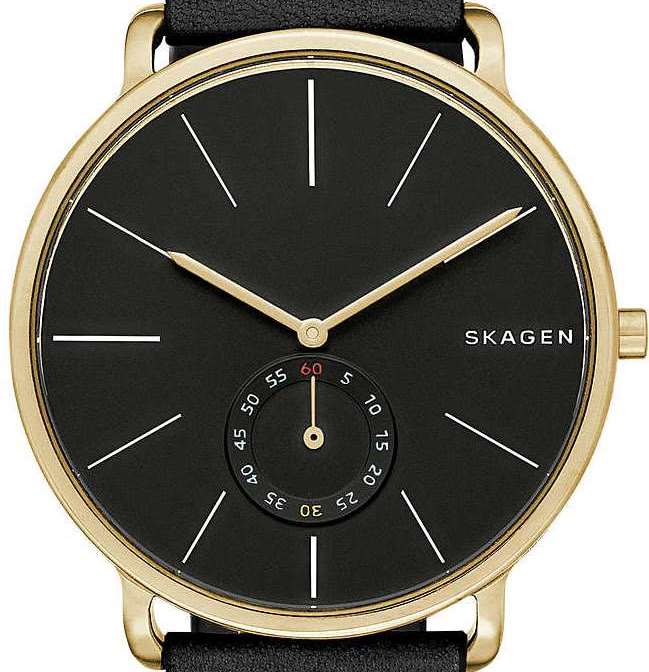 Authentic SKAGEN Denmark Hagen Black Leather Mens Watch